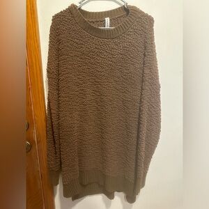 Brown oversized popcorn sweater